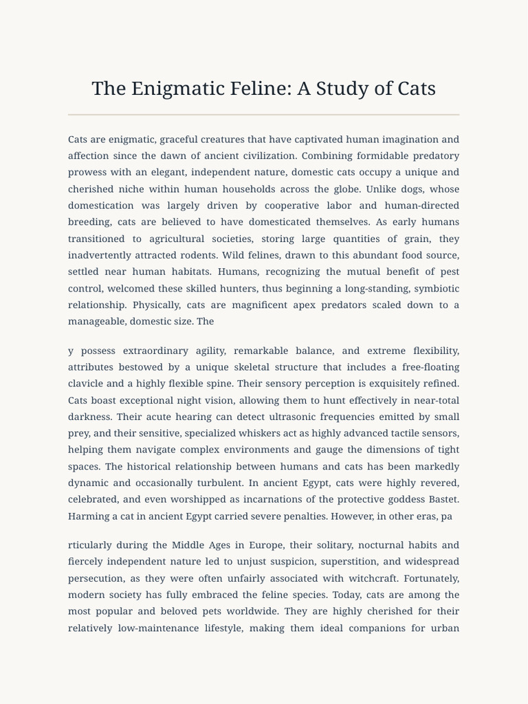 Cats Essay v2 | PDF | Cats | Predation