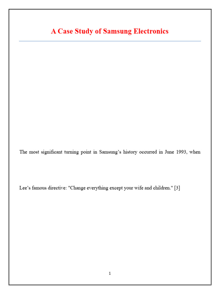 A Case Study of Samsung Electronics | PDF | Innovation | Samsung