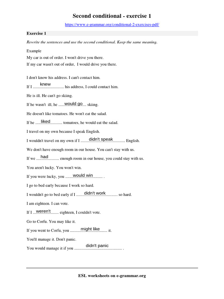 Second Conditional Exercise 1 (1) | PDF