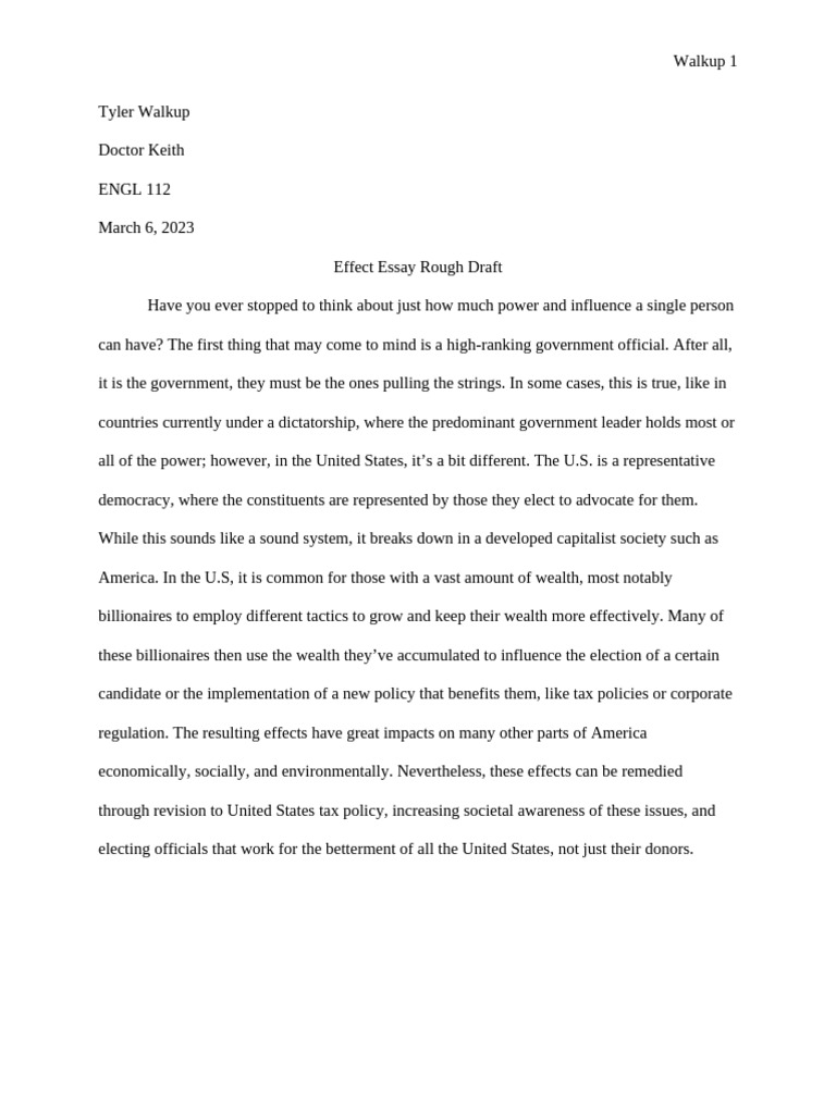 Effect Essay Rough Draft | PDF | Taxes | Economic Inequality