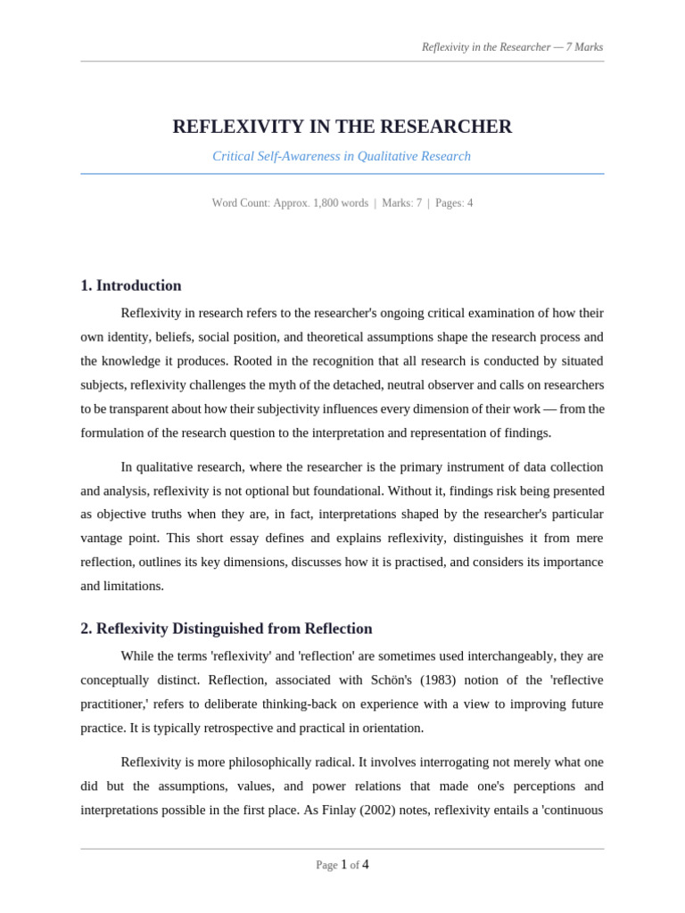 reflexivity_7marks_4pages | PDF | Reflexivity (Social Theory ...
