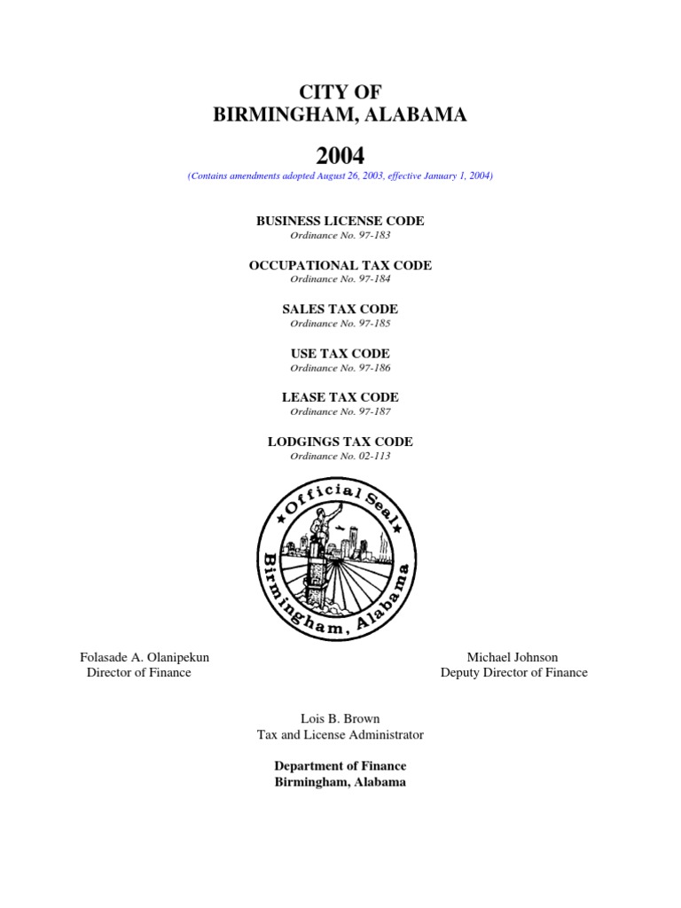 2004 Birmingham Business License Code  Surety Bond  Bus