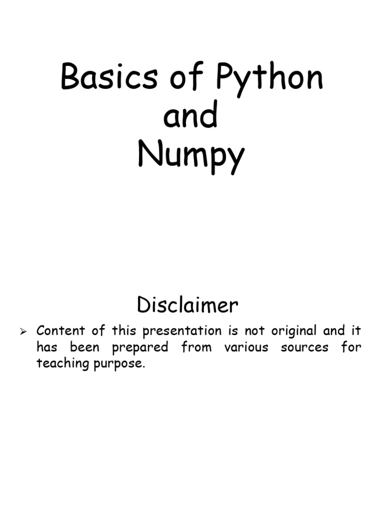 Basics of Python and Numpy | PDF | Parameter (Computer Programming ...