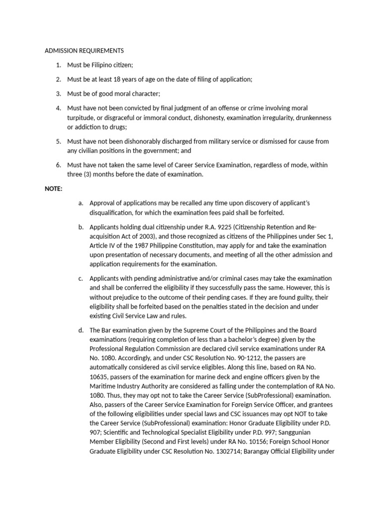 Csc Requirements | PDF | Identity Document | Government And Personhood