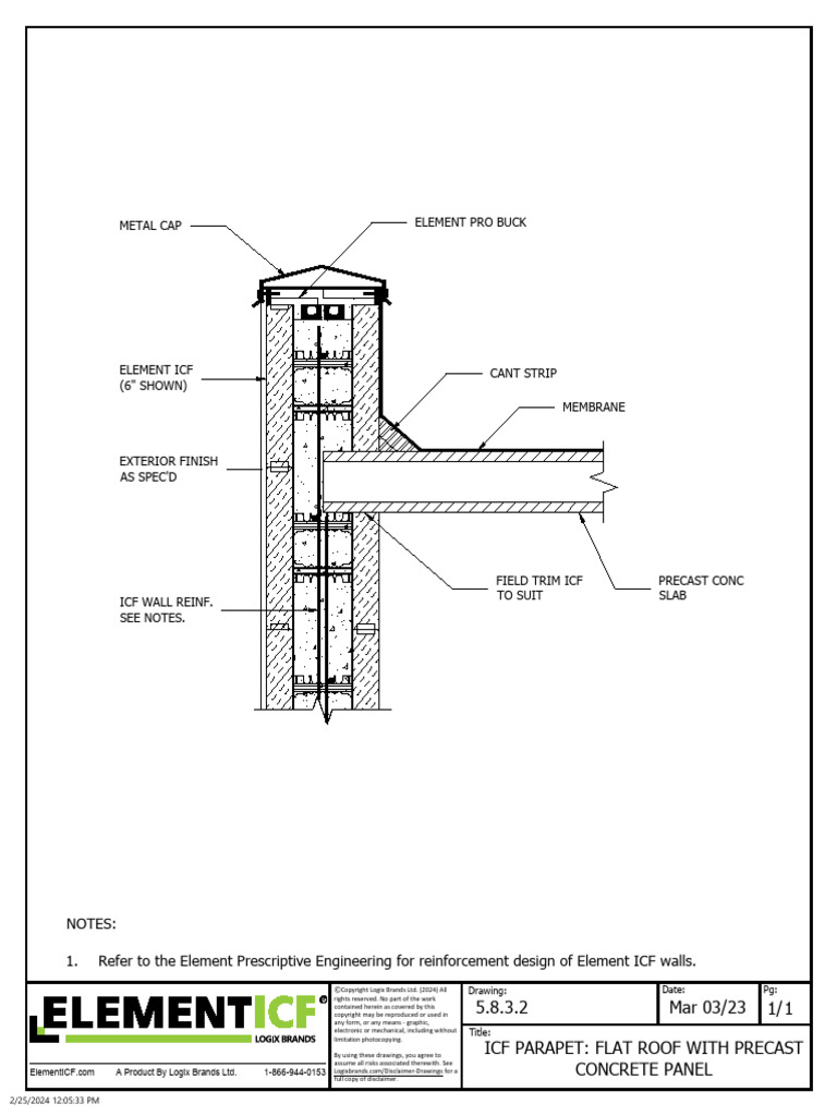 ICF Parapet Flat Roof With Precast Concrete Panel | PDF | Composite ...
