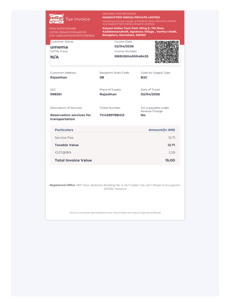 Bus GST Invoice v2 | PDF