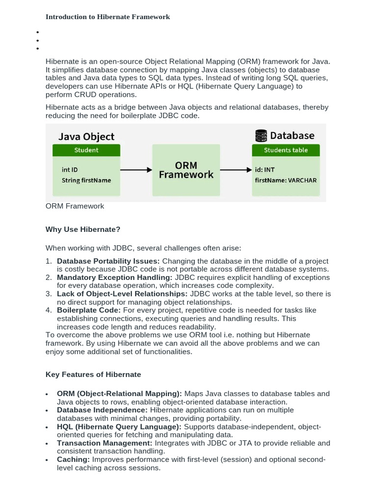 Introduction To Hibernate Framewor1 | PDF | Databases | Software ...