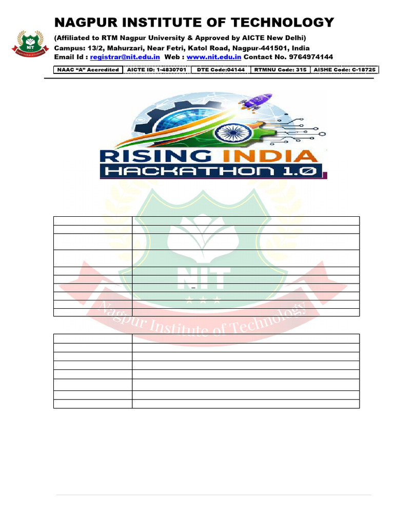 Raising India Hackathon 1.0 Schedule | PDF