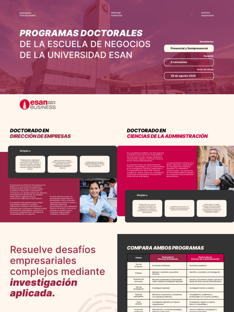 Brochure ESAN Doctorado 2026 2 | PDF | Doctorado | Estadísticas