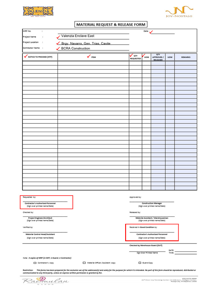Mrrf-Materials Request Form - Vae | PDF