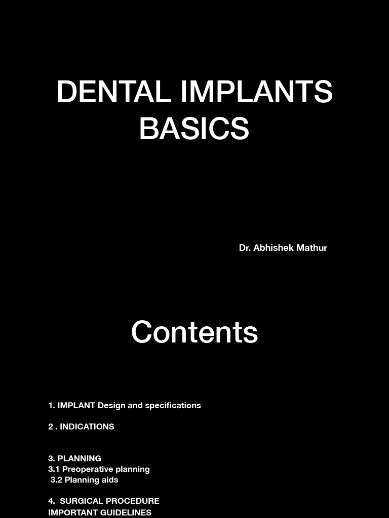 Dental Implants Basics | PDF | Dental Implant | Dentistry Branches