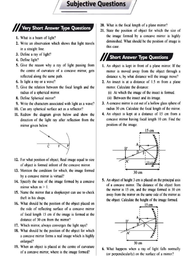 Light Practice Worksheet | PDF | Mirror | Light