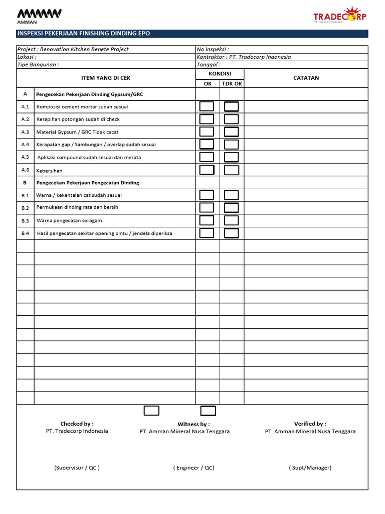 Form Inspection Finishing Dinding Epoxy | PDF