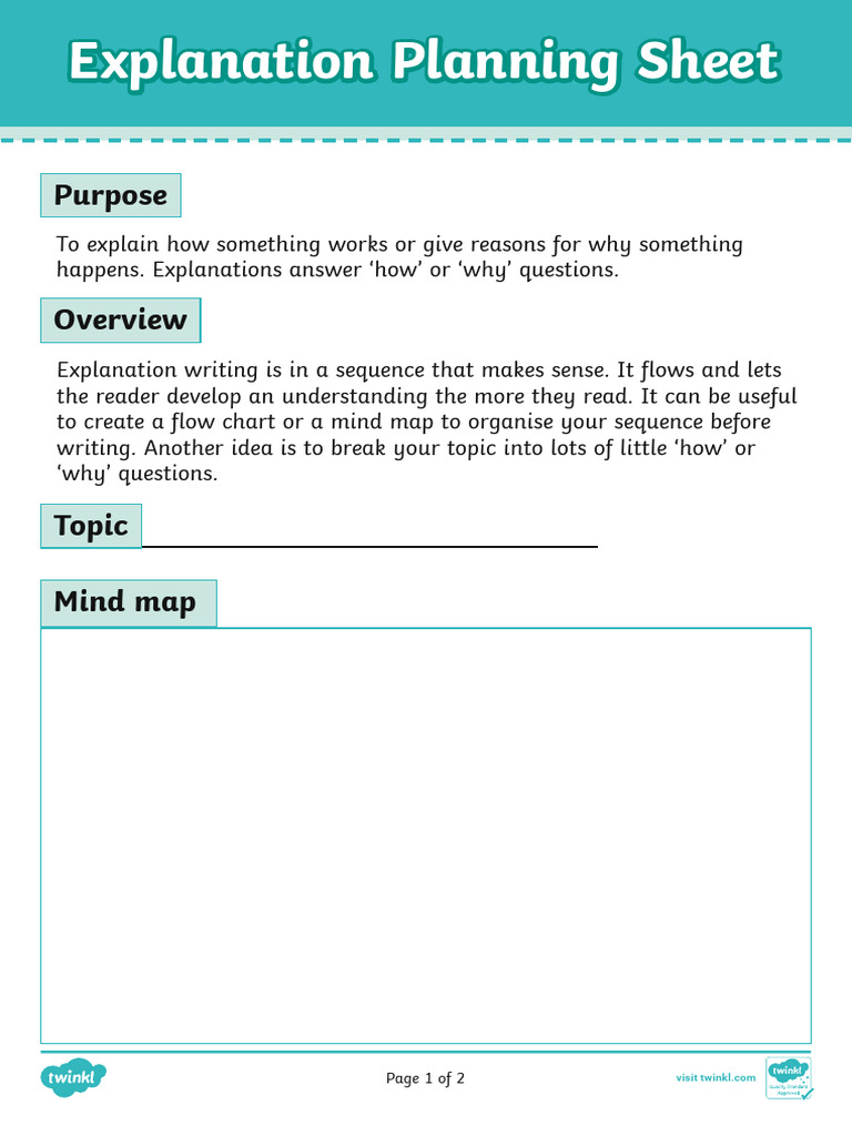 Explanation Planning Sheet | PDF
