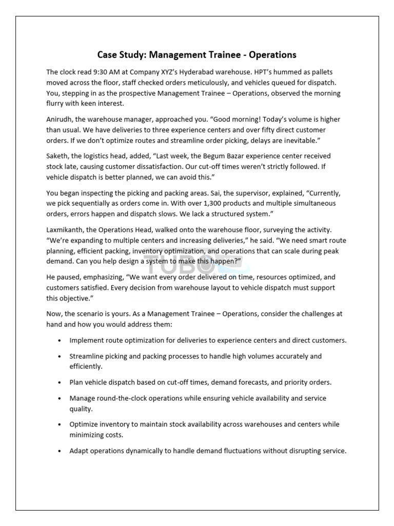 Case Study - MT Operations | PDF | Warehouse | Inventory