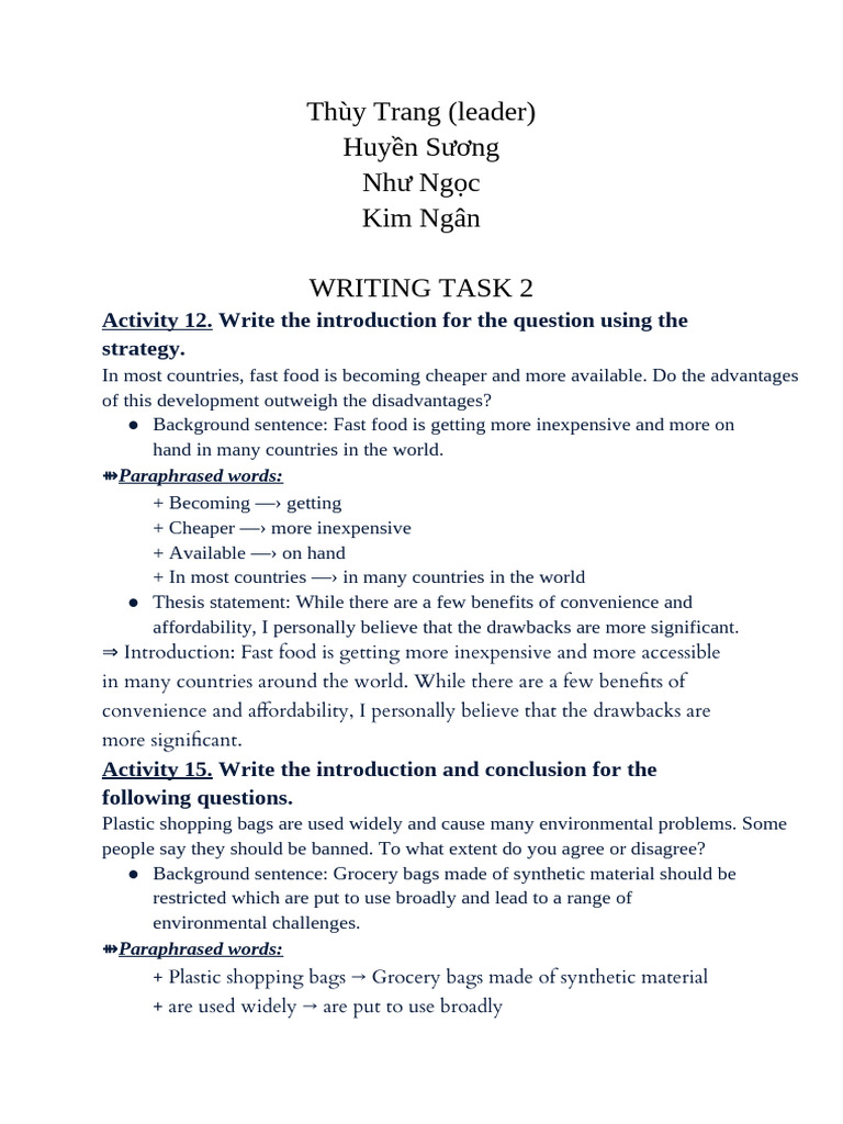 Writing Task 2 - Intro | PDF