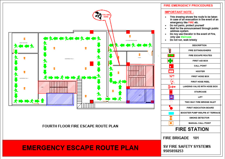 4tht Floor Fire Escape Route Plan | PDF | Elevator | Safety