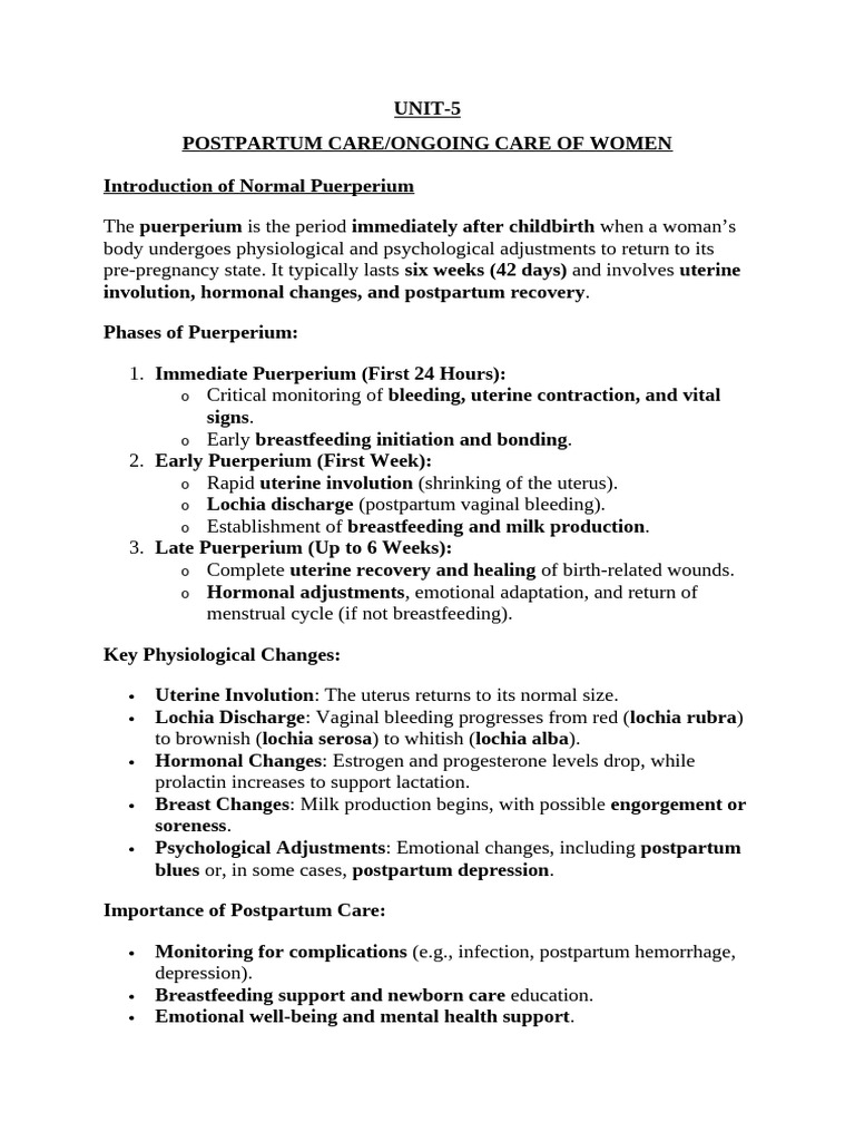 Puerperium Notes 2 | PDF | Postpartum Period | Lactation