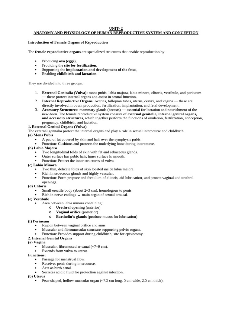 UNIT 2 Physio of Human Reproductive System& Conception | PDF ...