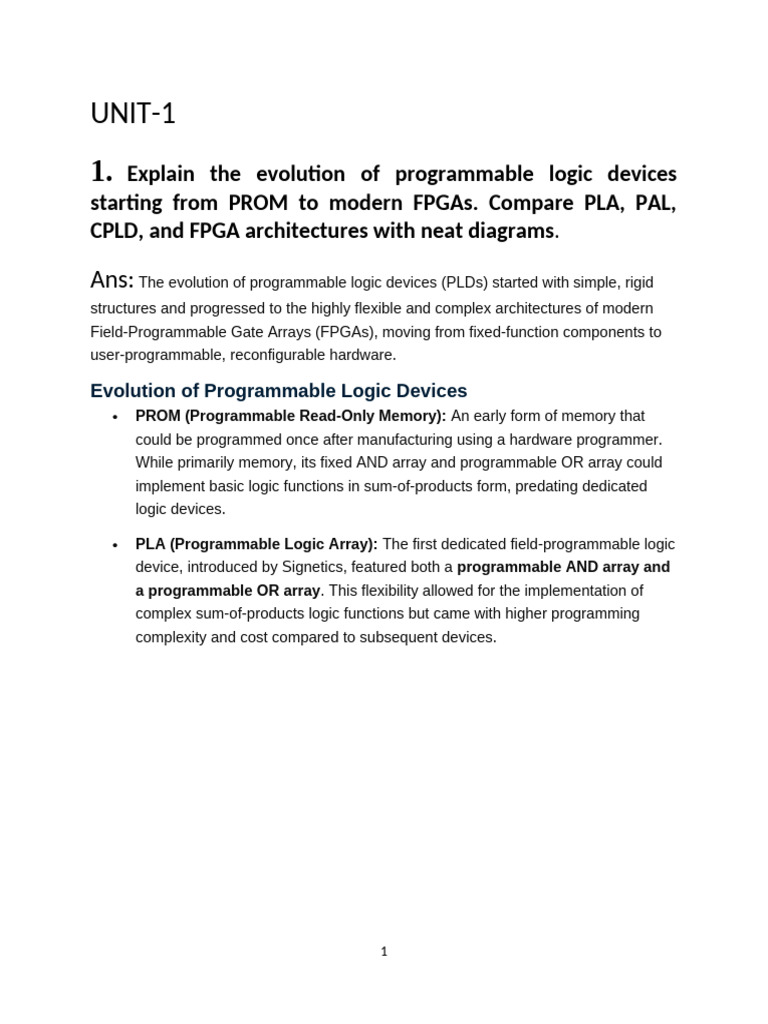 FPGA Unit 1 Material | PDF | Field Programmable Gate Array | Electronic ...