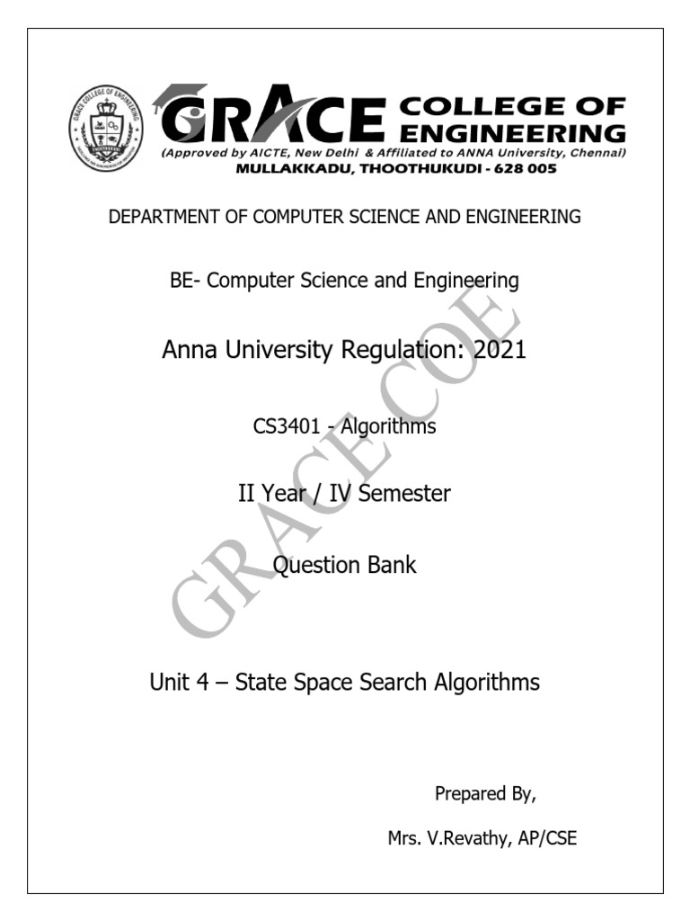 IV_CSE_CS3401_Algorithms_QB_Unit 4 | PDF | Discrete Mathematics ...