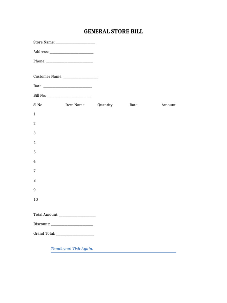 General Store Bill | PDF