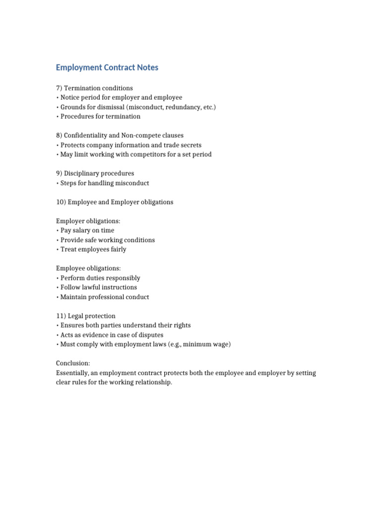 Employment Contract Notes | PDF