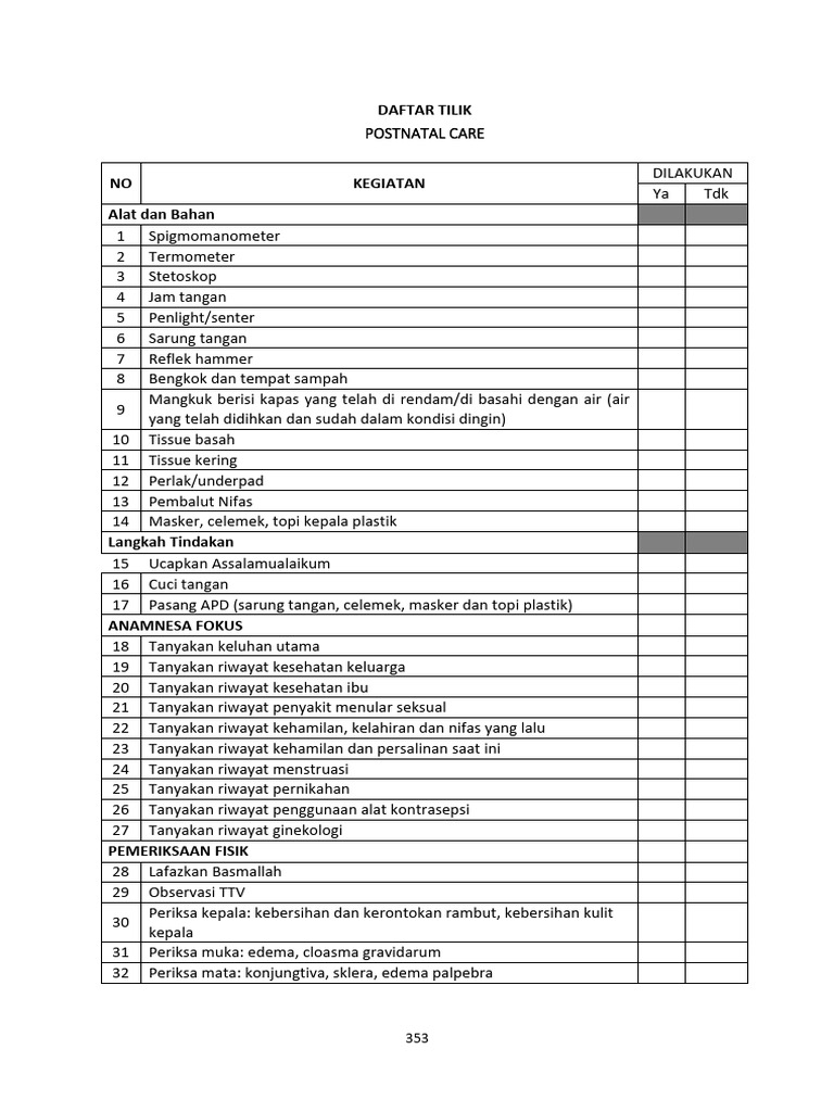 Daftar Tilik | PDF