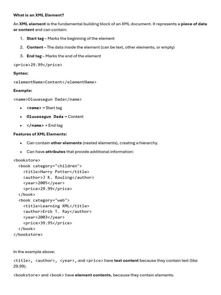 What Is An XML Element | PDF | Xml | Uniform Resource Identifier