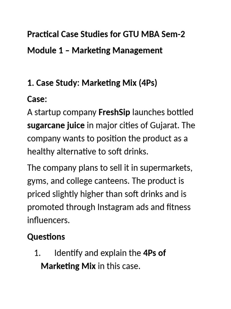 Practical Case Studies -MM unit -1 | PDF | Marketing | Brand