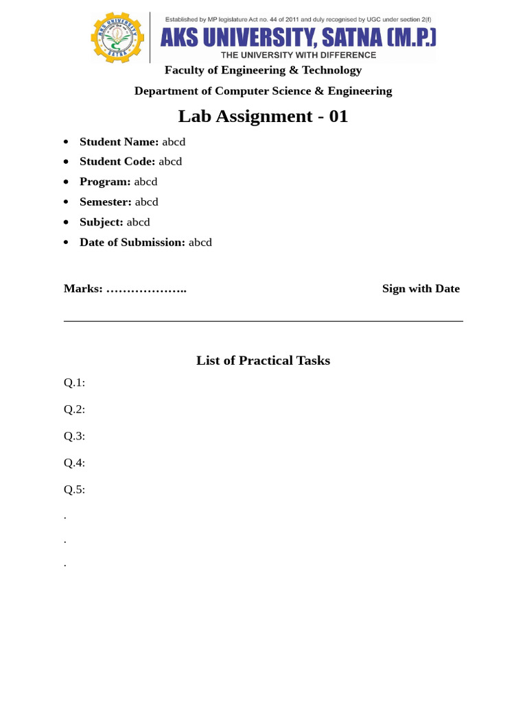 Lab Assessment Format | PDF