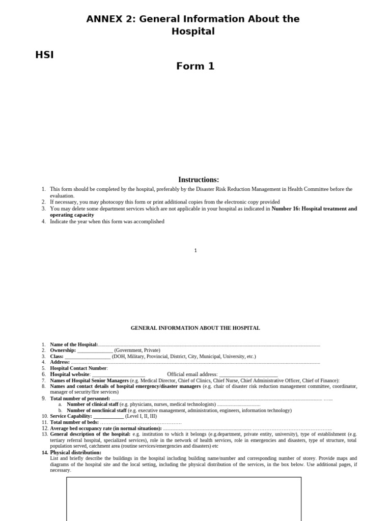 Hospital Safety Index Form 1_final Version | PDF | Natural Disasters ...