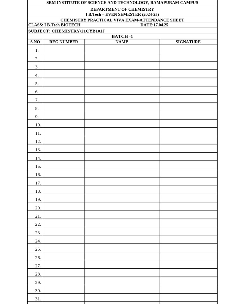 Lab Attendance BIOTECH | PDF