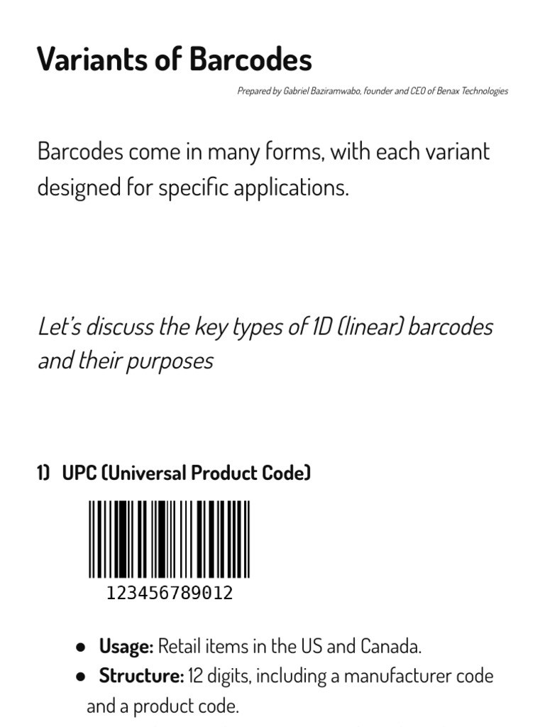 Barcode Variants | PDF | Computer Data | Notation