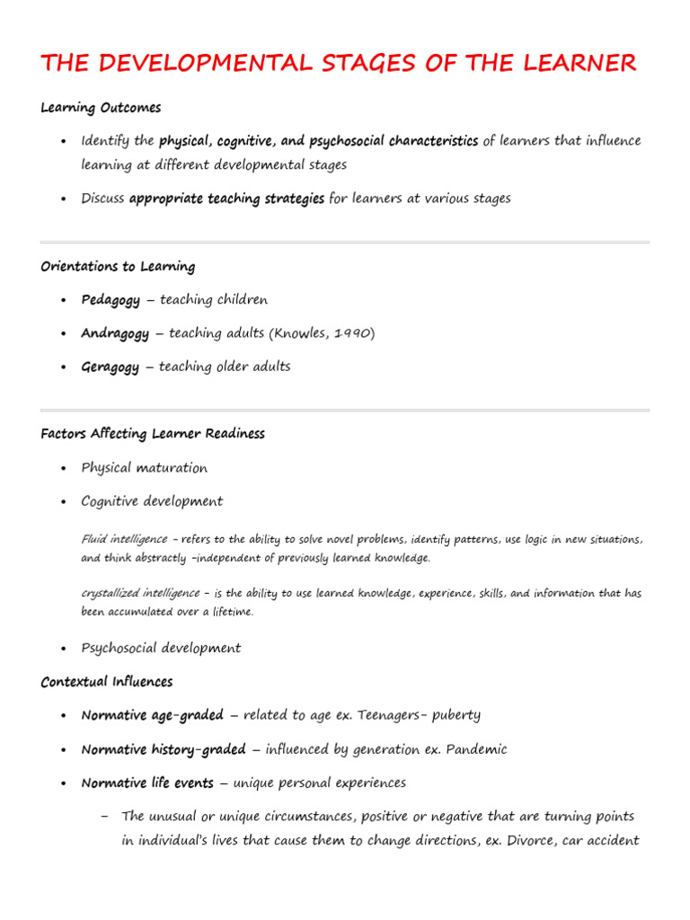 The Developmental Stages of the Learner | PDF | Developmental ...