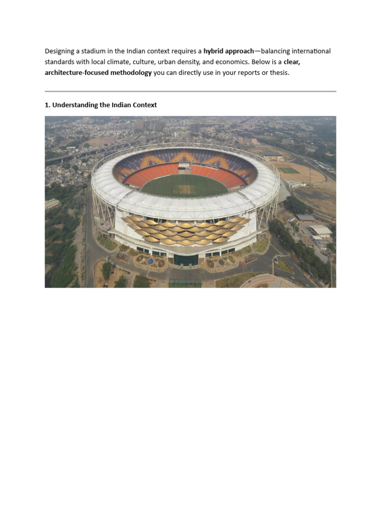 Stadium Design_indian Context | PDF | Roof | Civil Engineering