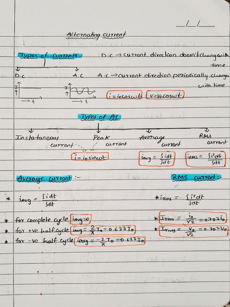 Alternating Current Formula Sheet | PDF