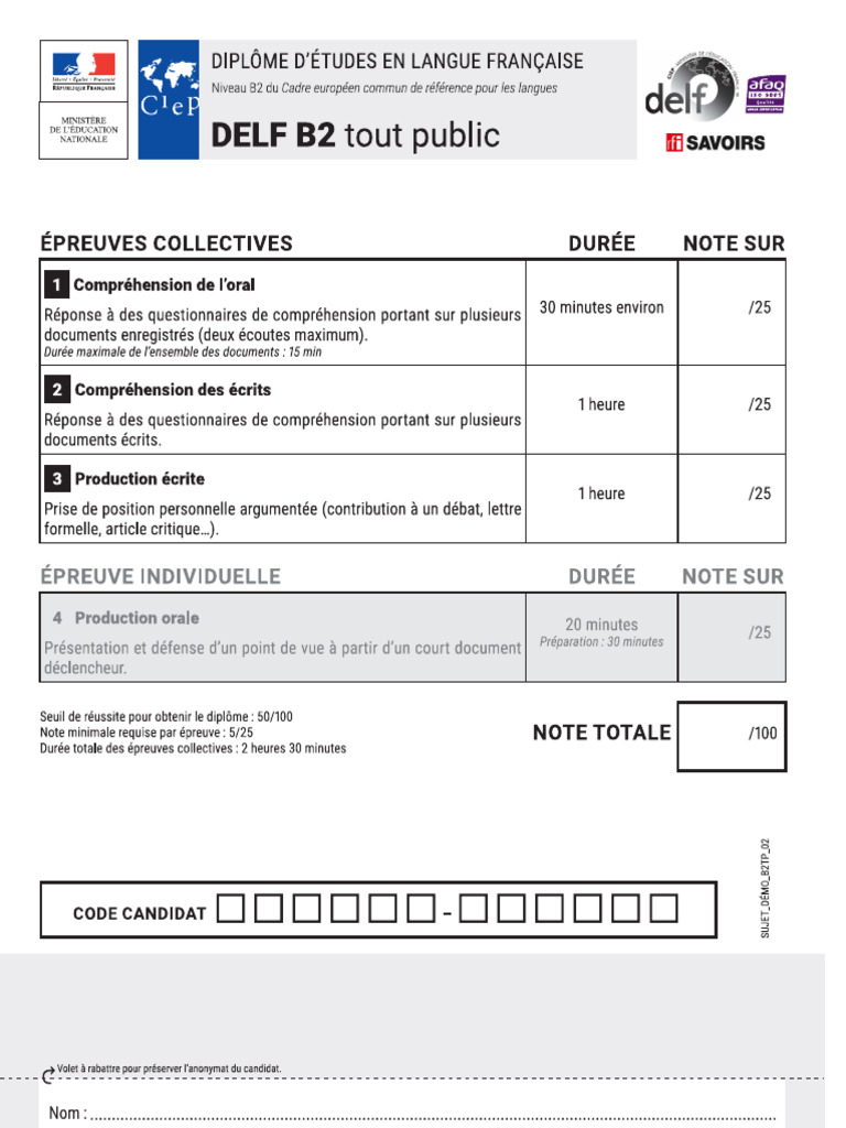 DELF B2 Sample | PDF