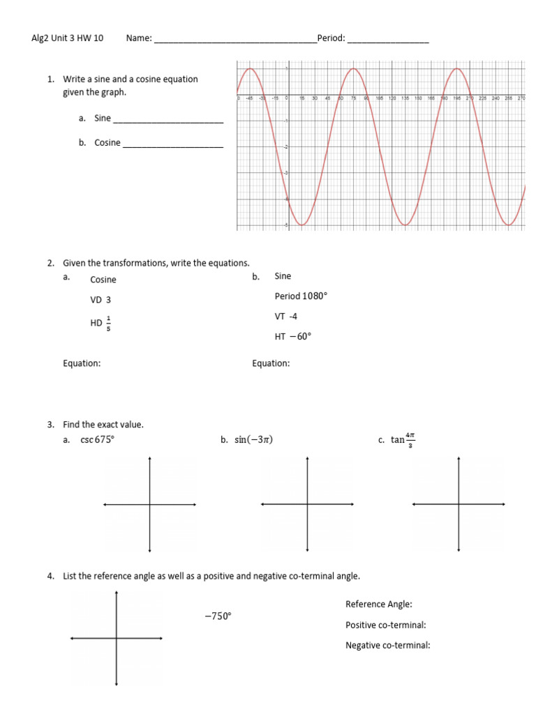 Coterminal and Reference Angle Worksheet 2 | PDF | Complex Analysis ...