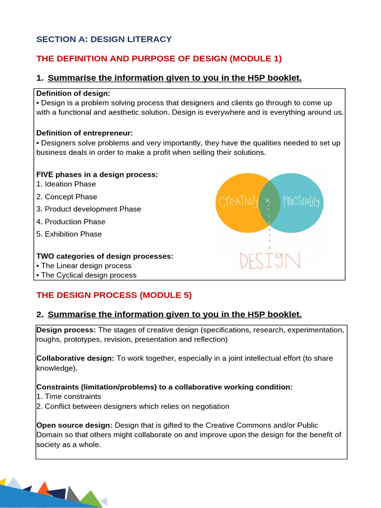 Section a - Design Literacy | PDF | Composition (Visual Arts) | Pattern