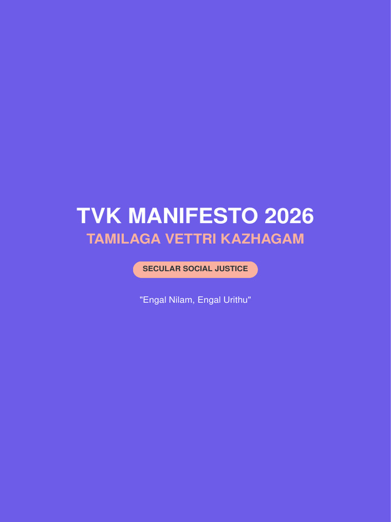 TVK 2026 Manifesto Framework | PDF