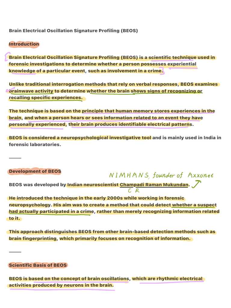 Brain Electrical Oscillation Signature Profiling (BEOS) PDF | PDF