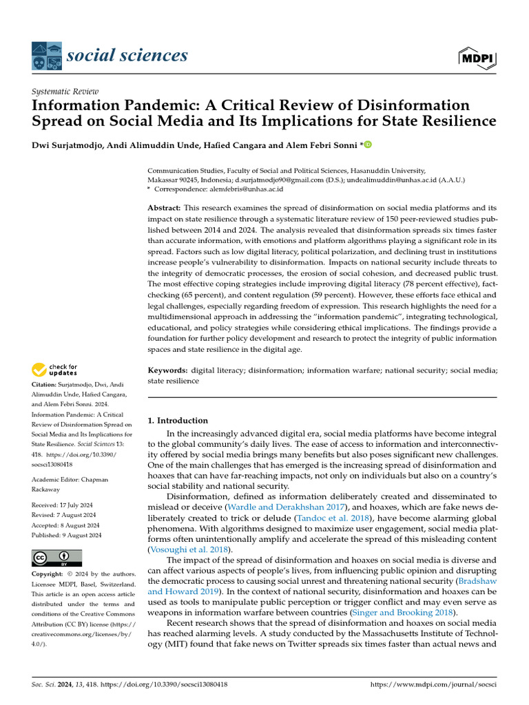 Surjatmodjo Et Al 2024 - Disinformation Spread on Social Media | PDF ...