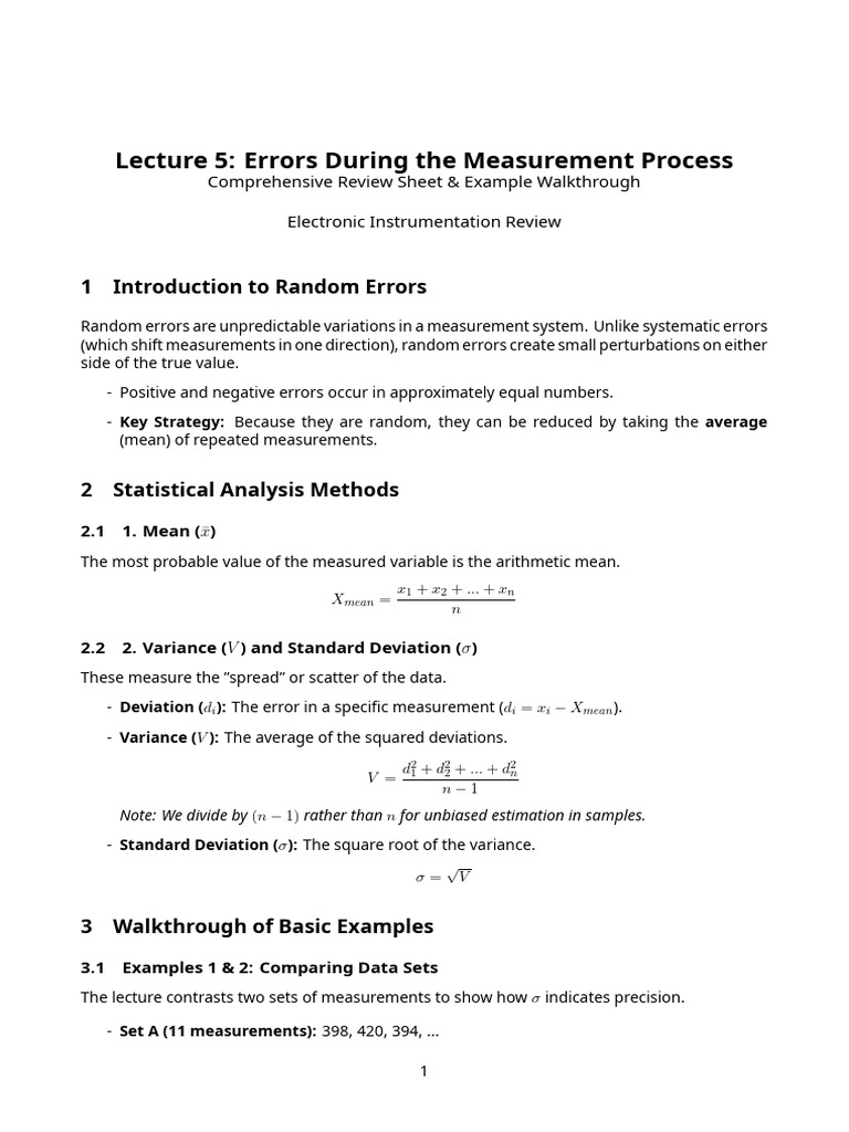 Lecture 5 Review | PDF | Errors And Residuals | Normal Distribution
