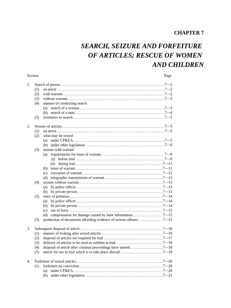 Chapter 7 - Criminal Procedure | PDF | Search Warrant | Search And Seizure