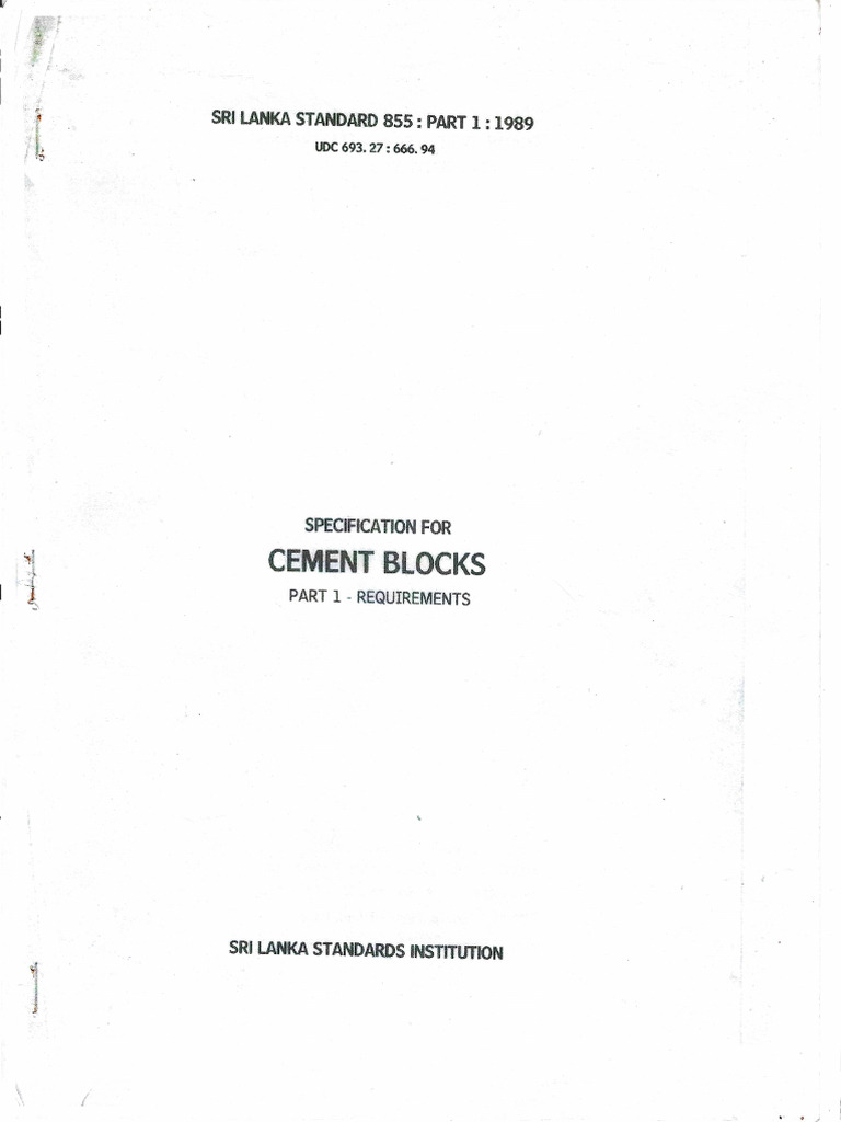 Cement Blocks Specification Part 1 | PDF