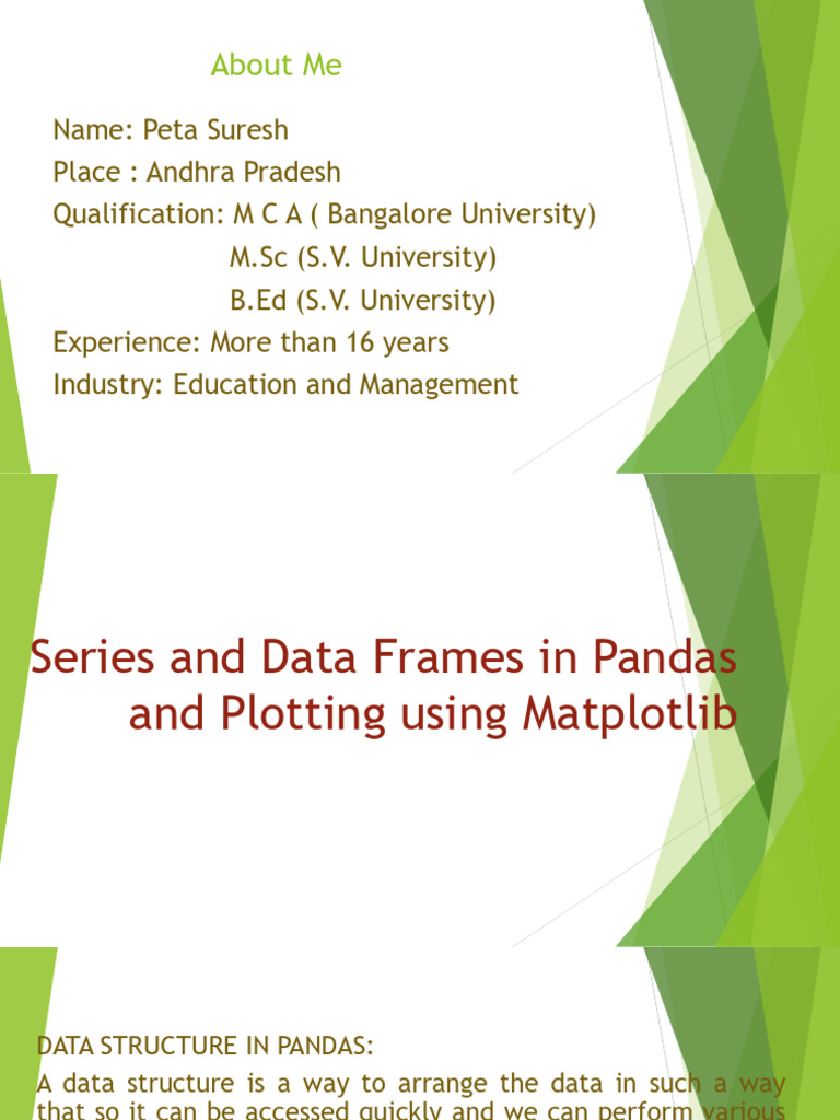 Series and Data Frames in Pandas and Plotting Interview | PDF | Comma ...