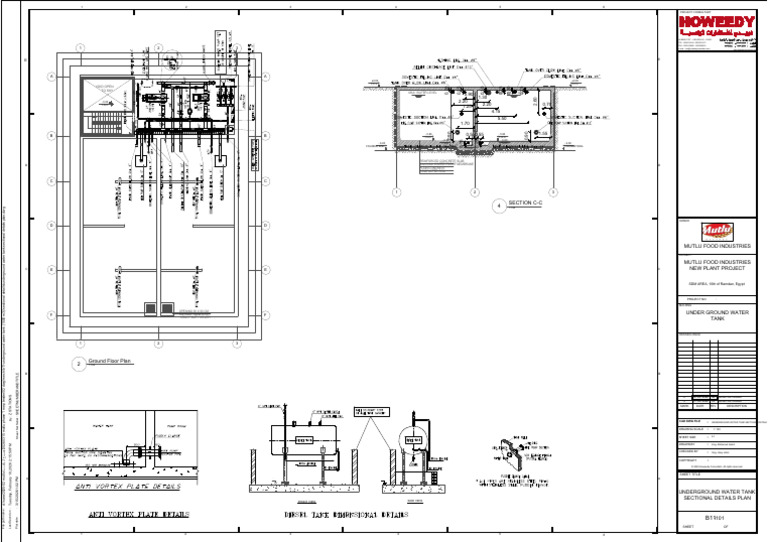 UNDERGROUND WATER TANK SECTIONAL DETAILS PLAN-B11-101 | PDF | Building