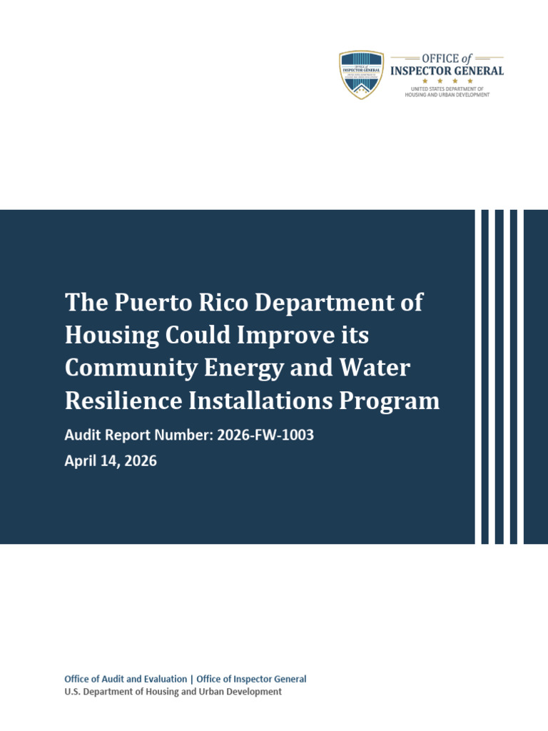 OIG HUD - CEWRI Abril 2026 | PDF | Social Security (United States ...