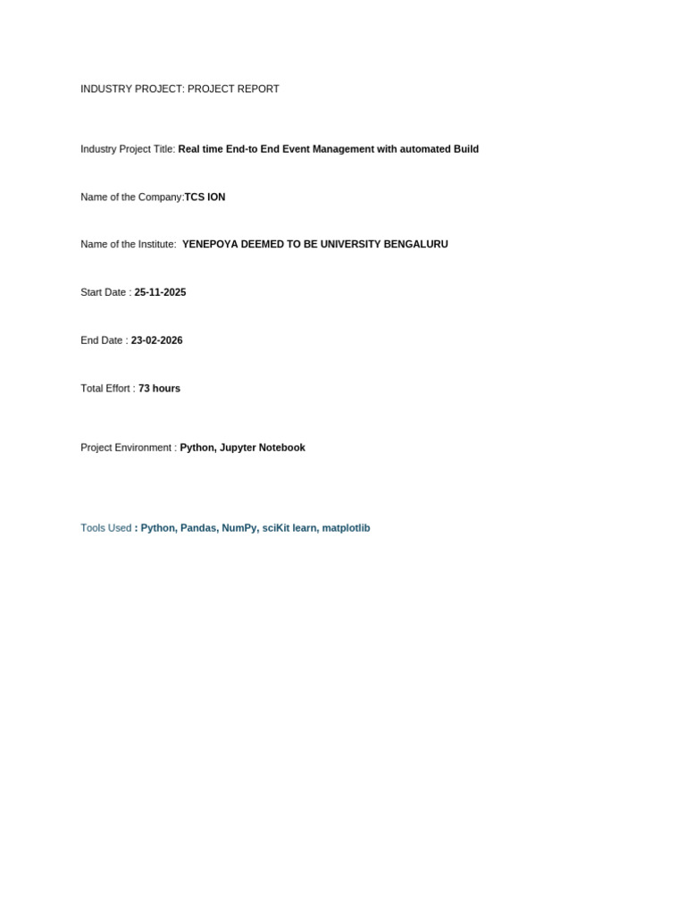 Tcs ion 135 project report | PDF | Information Technology | Information ...